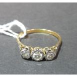 18ct and platinum diamond ring approx. .3carat diamonds 3 grams 18ct gold