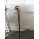 3x walking sticks - 1 silver tipped and two antler handles