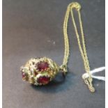 8.3 grams 9ct gold with garnet stones necklace with pendant