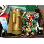 Large box of Lego with Lego figures