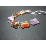 Scottish agate and silver bracelet