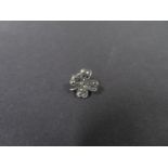 Silver (foreign 835 standard) four leaf clover button hole pin set with marcasite stones.