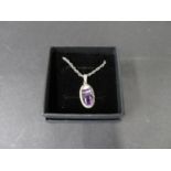 Vintage silver blue John pendant on silver Prince of Wales chain. Weight 4g