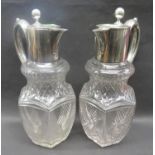 Pair of German fine silver 800 standard wine ewers