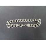 Heavy solid silver gents curb link bracelet. Fully hallmarked. Weight 28g