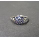 Silver and tanzanite ring