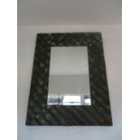 Distressed wood mirror with bevelled edge