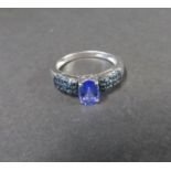 Silver and tanzanite ring