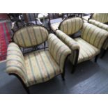 Upholstered two seater setee and two side chairs