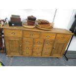 15 drawer old shop counter in pitch pine