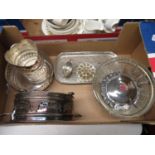 Box of plated ware