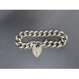 Vintage silver padlock bracelet links stamped with lion passant Birmingham