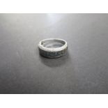 Silver ring set with blue and white diamonds 3.2 grams