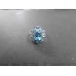 Silver ring set with blue stones 3.3 grams