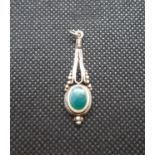 Silver green agate pendant 3.48g