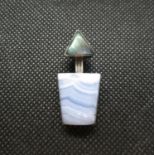 Silver blue lace pendant with mother of pearl