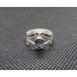 Silver four wire band amethyst ring 2.24g