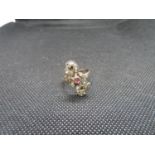 Vintage 9ct rose gold diamond and ruby 1850's Syrian ring