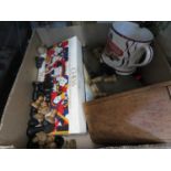 Box with ephemera coins and chess set