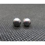 Black pearl flat top studs on silver backs