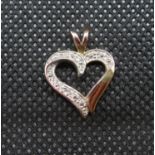 9ct stone heart pendant large