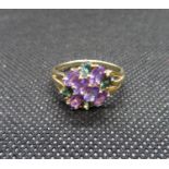 9ct gold amethyst and green sapphire ring