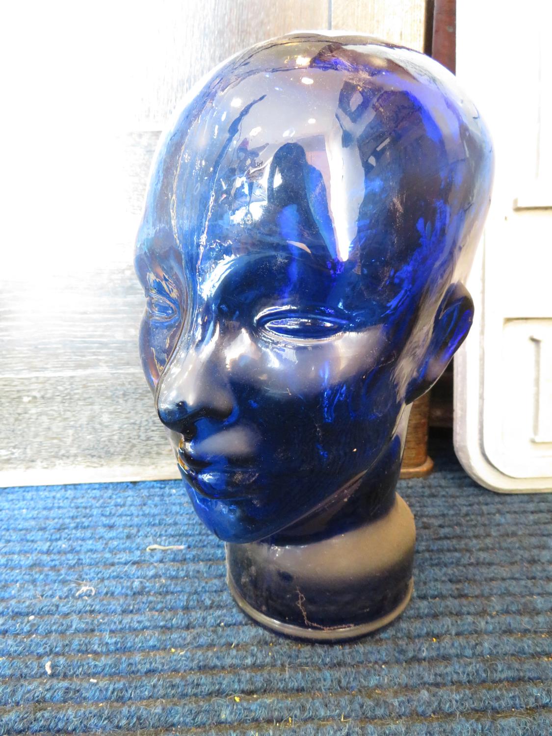 Blue glass head