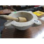 13" marble mortar with wooden pestle