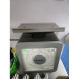 Large set of Avery postal scales weighing up to 2kg