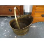 Large brass coal scuttle