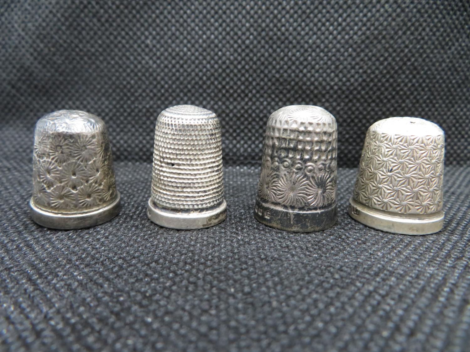 Job lot of 4x HM silver thimbles