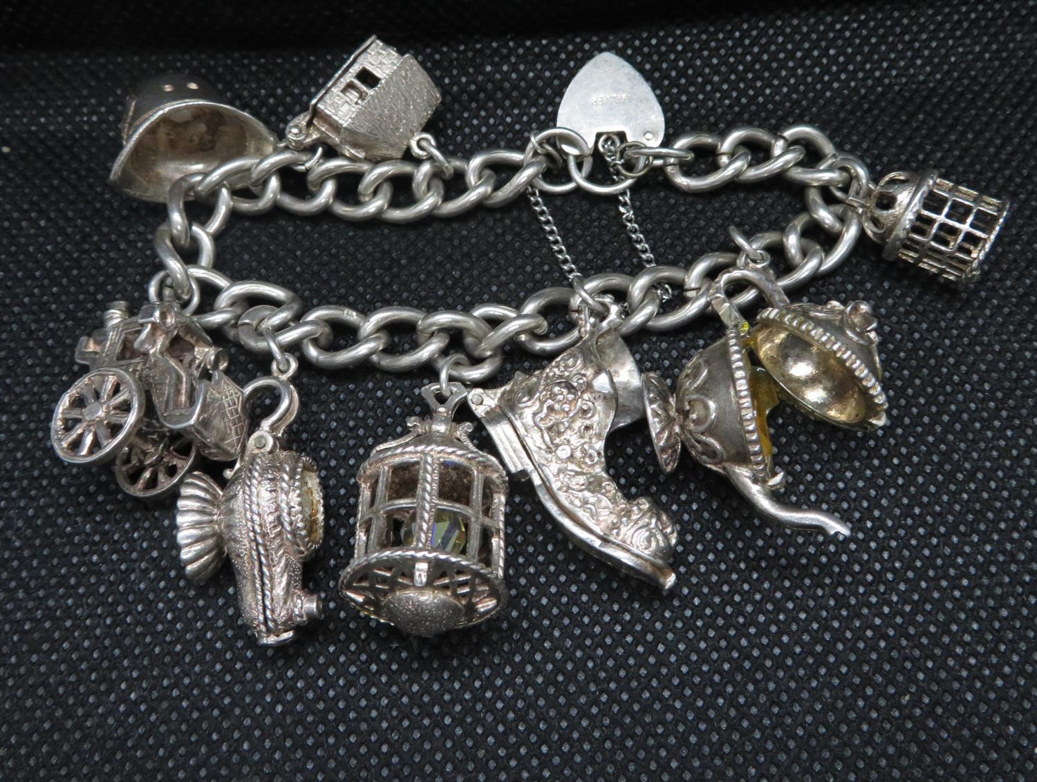 Fully HM silver charm bracelet 67g