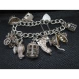 Fully HM silver charm bracelet 67g