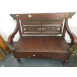 Solid heavy carved child's bench with drawers