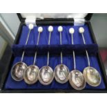 Box of coffee spoons and other plated ware