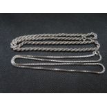 2x 20" silver chain one Italian rope and one Venetian box link 20g