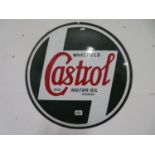 2' round Wakefield Castrol enamel wall sign