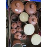 Box containing 14x original Henry Watson pottery jars