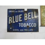 40" x 30" original Blue Bell enamel tobacco sign