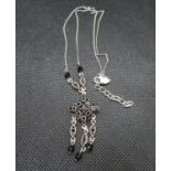 Vintage silver and black onyx Laveliere pendant 7,5g