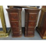 Pair of side drawers with carved carcasses