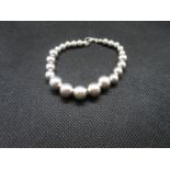 Graduated silver bead bracelet 7.5" fully HM 16g