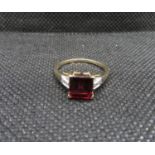 9ct gold and garnet diamond ring fully HM
