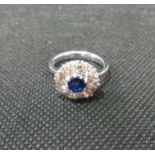 18ct white gold 2ct diamond and 1ct sapphire ring