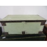 Metal bound wooden tool chest