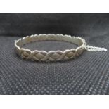Silver bangle with tension fastener 14g