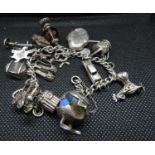 Silver charm bracelet 61g