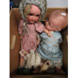 Collection of 3x early papier mache and bisque dolls