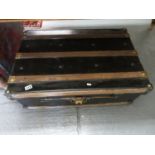 Wood and brass with nice brass lock 34" x 12" trunk