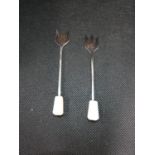 2x HM silver pickle forks